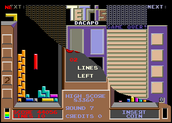 Pantalla de Tetris de Commodore 64